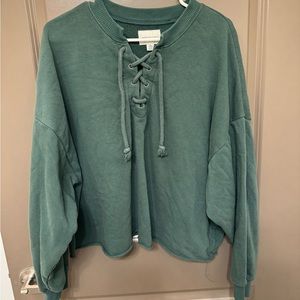 American Eagle, cropped crew neck, green, size XXL